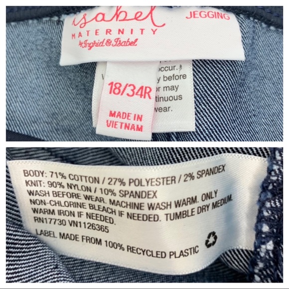 Isabel Maternity Jeggings With Pockets Dark Wash Blue Navy Nwot Size 18/34R Nwot - Picture 10 of 15